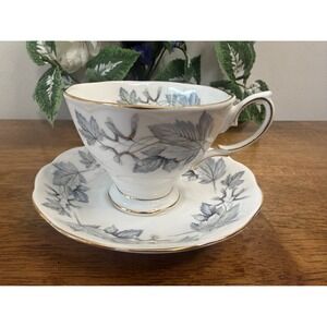 Vintage Royal Albert Silver Maple Teacup and Saucer Set Grapevine MCM Dining Tea